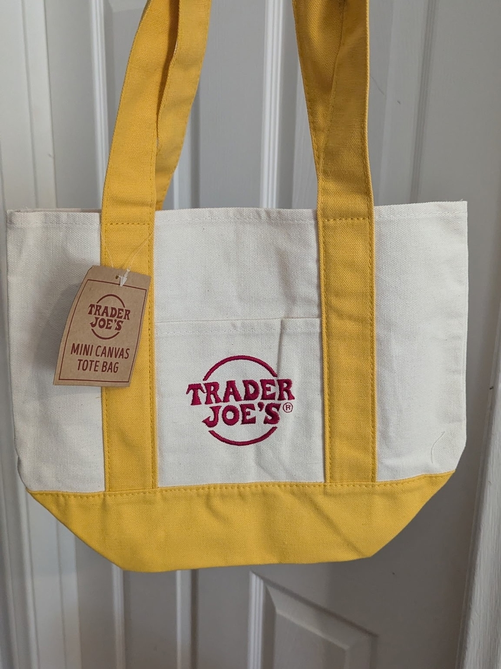 Mini Trader Joe's Yellow & Cream Mini Canvas Tote